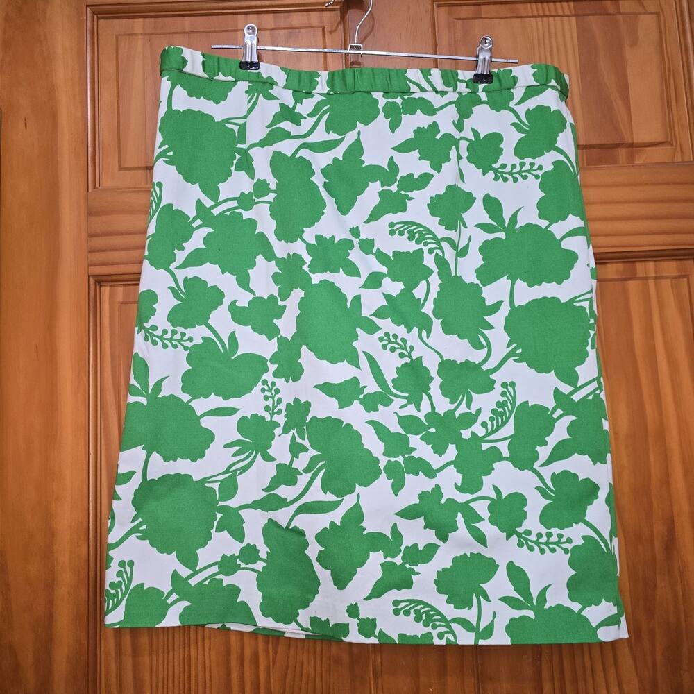 Linea By Louis Dell'olio Green and White A-Line Skirt Cotton Blend Size XL